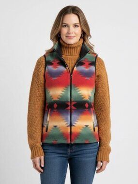 Chaps Ralph Lauren Aztec Southwestern Fleece Vest - Large